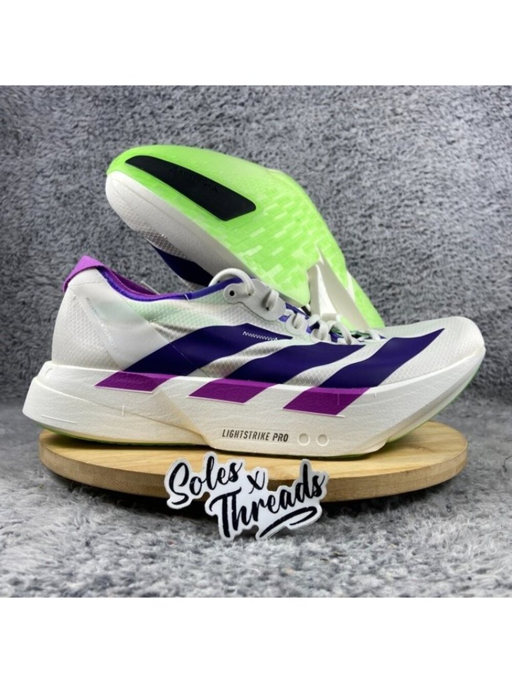 Adidas Adizero Adios Pro 4 Racing Size 10.5 Men White Purple Lime JR1656